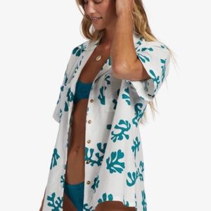 Billabong Coral Gardeners Teal and White Women's Swim Cover-Up